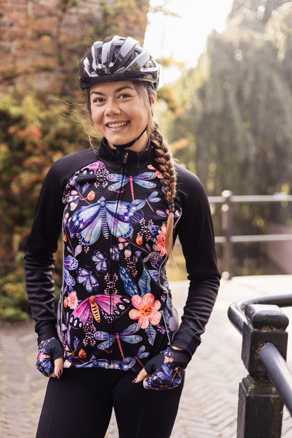 zwarte-dames-fietsjas-vlinders